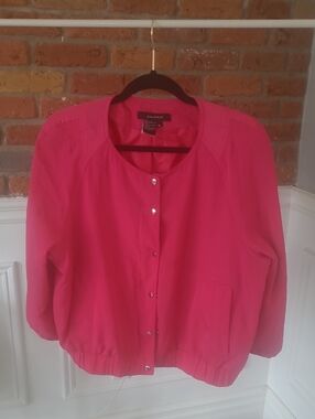 Sandro Hot Pink Snap-Front Bomber Jacket